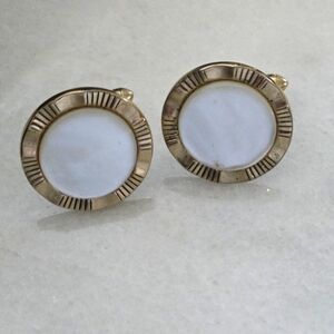 SWANK Gold and White Cuff Links